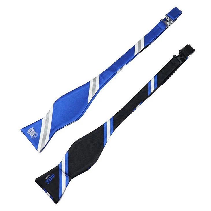 4 Blue And White Striped Bow Tie(001)