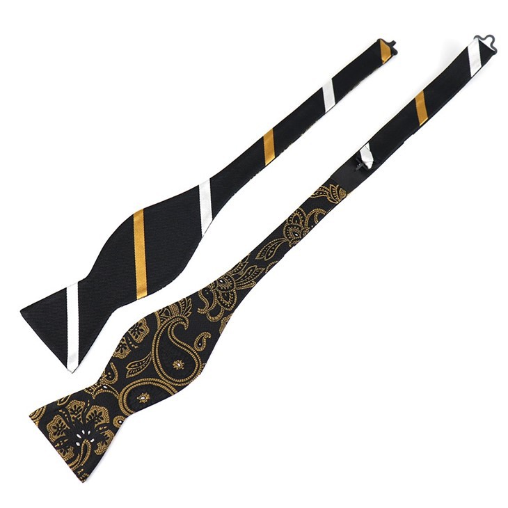 Black And Gold Paisley Bow Tie